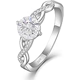 STARCHENIE Moissanite Ring for Women 925 Sterling Silver 18K White Gold Plated D Color VVS1 1CT Moissanite, Infinity Promise Ring for Her Size 5-10