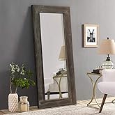 Trvone Full Length Mirror Floor Mirror Rustic Wood Frame Hanging Vertically or Horizontally or Leaning Against Wall, Large Bedroom Mirror Dressing Mirror Wall-Mounted Mirror, 58"x24"