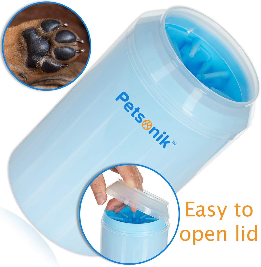Petsonik Dog Paw Cleaner | Easy to Open Lid, Soft Bristles, Quick Pet Feet Cleaning | Portable Dog Paw Washer for Dirty Paws | Travel Foot Paw Washer for Cat and Dogs