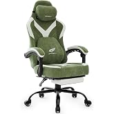 Gamsky Ergonomic Gaming Chair for Adults - Comfortable Office Computer Chair with 20.5&rdquo; Wide Seat, Adjustable Video Game Chair with Footrest and Lumbar Support for Home Office, Green