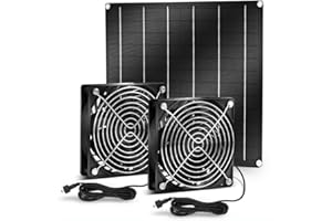 Ttnde Solar Powered Fan, 15W Solar Panel Fan, Solar Fan with Two IPX7 Waterproof Fans, Solar Panel Cooling Ventilation, Solar Greenhouse Fan for Chicken Coop, Shed, ZDB-28
