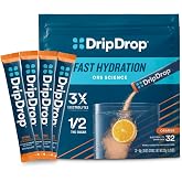 DripDrop Hydration Orange Electrolyte Packets, Powder Drink Mix, 32 Count | Orange; 3X Electrolytes; Potassium, Magnesium, Zinc, Vitamin C; Single Serve; Portable; Daily Use, Workouts, Travel