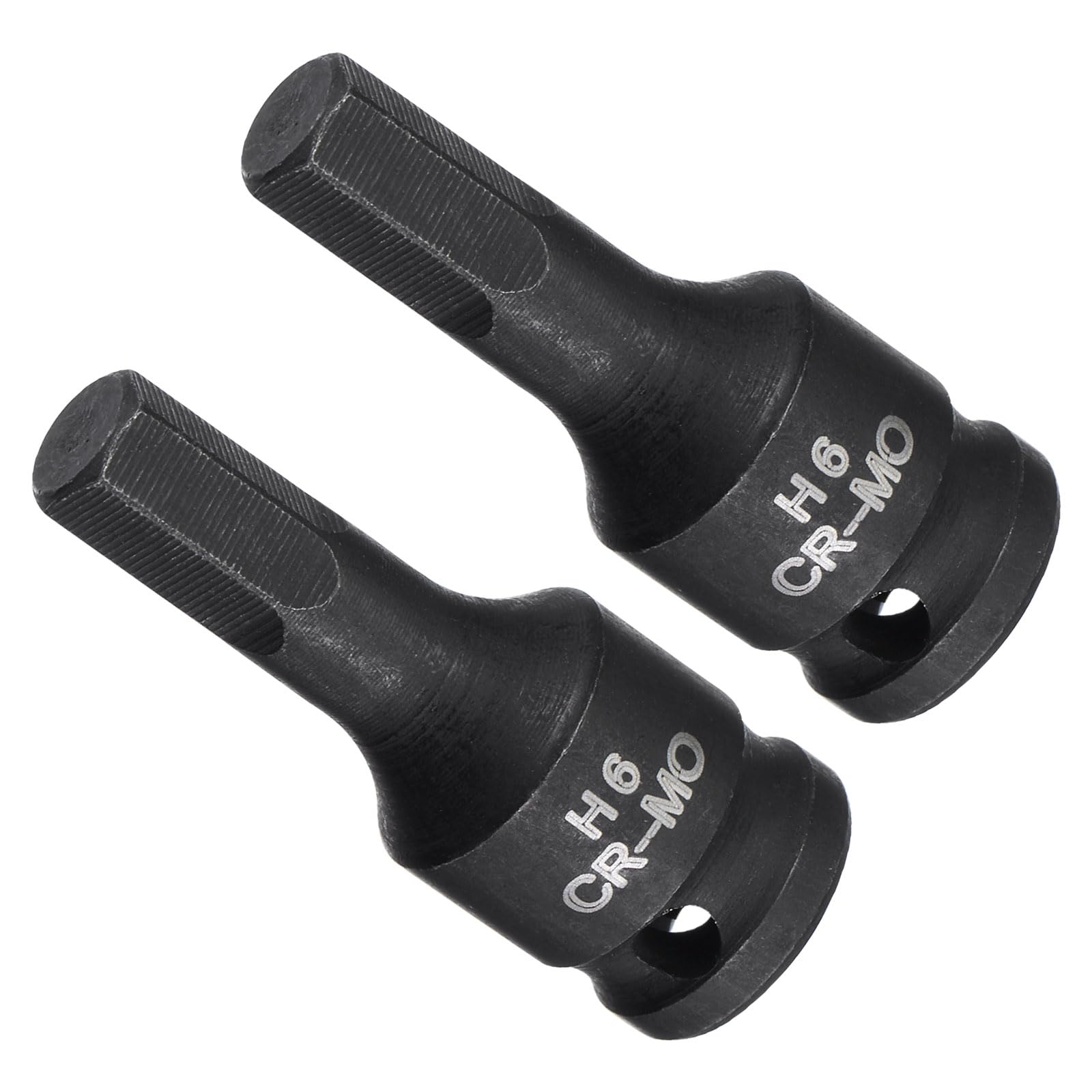 CoCud Impact Hex Bit Socket, 6mm 1/4" Square Drive 35mm Length, CR-MO Chamfer Design Pin Hole Metric Hex Socket - (Applications: for Impact Wrench Home Improvement), 2-Pieces