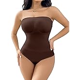 SheBuddy Women's Strapless Shapewear Bodysuit Tummy Control Seamless Sculpted Body Shaper with Removable Straps