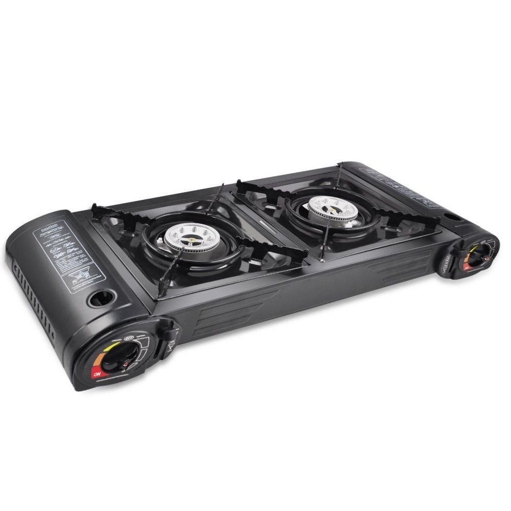 CAMPING STOVE GAS DOUBLE BURNER COOKER HEATER PORTABLE BBQ PICNIC