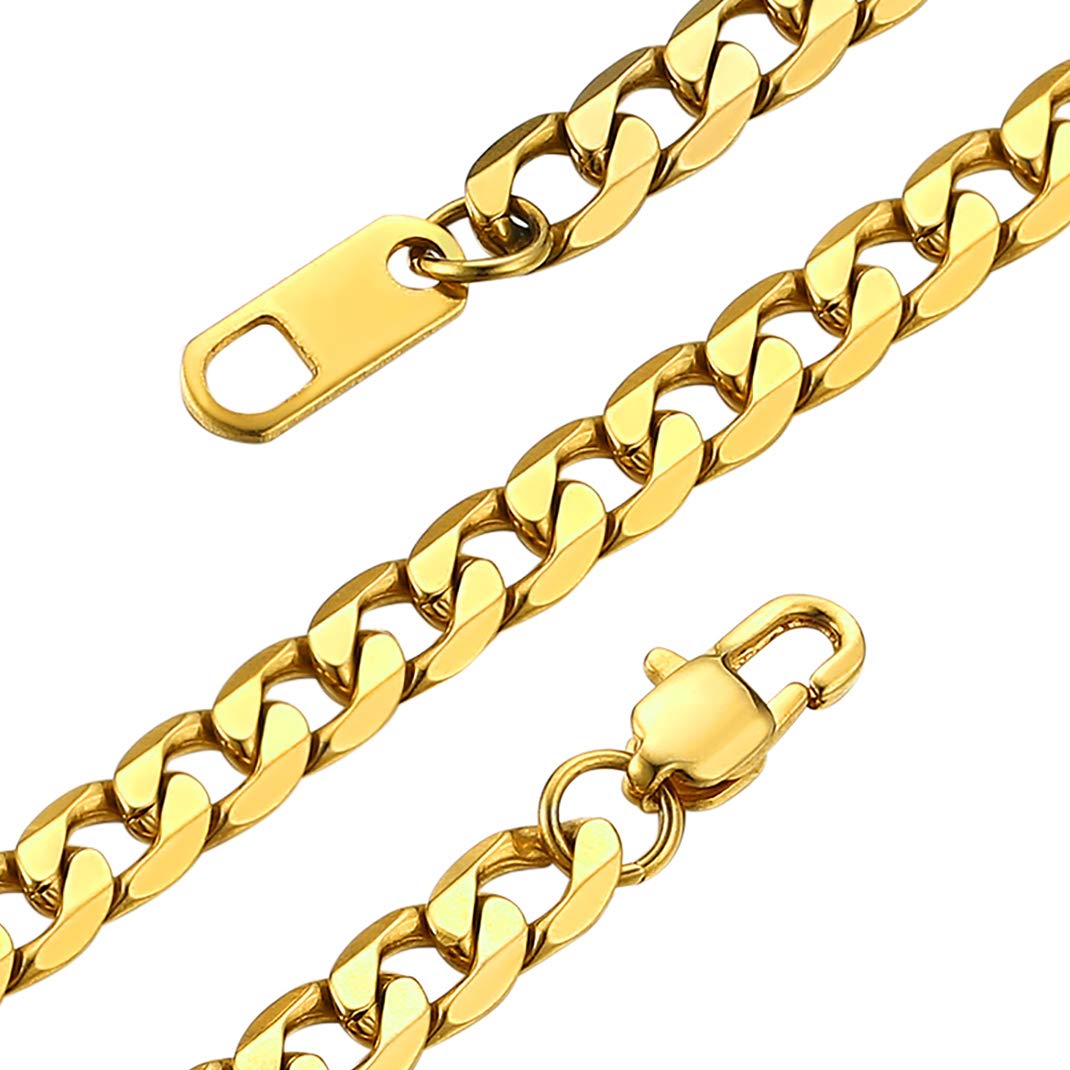 GOLDCHIC JEWELRY Gold Chain for Men Women, 6mm Curb Link Necklace Short Hypoallergenic Jewellery 20 inches