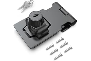 I-EASYDWW 2.5 Inch Keyed Hasp Lock for Cabinets & Small Doors, Twist Knob Design, Heavy Duty Zinc Alloy with Chrome-Plated Iron, Includes Keys & Screws, Black