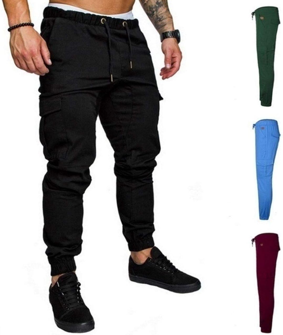 khaki green joggers mens