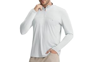 baleaf Men's Sun Protection Quarter Zip Long Sleeve Shirts UPF 50+ Lightweight UV Pullover Cooling Hiking Fishing