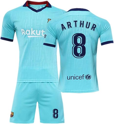 Amazon Co Jp 大人の子供たちのサッカーユニフォームno 8 Arthur 19 バルセロナシャツバルセロナアウェイサッカーユニフォーム Color Blue Size 22 ホーム キッチン