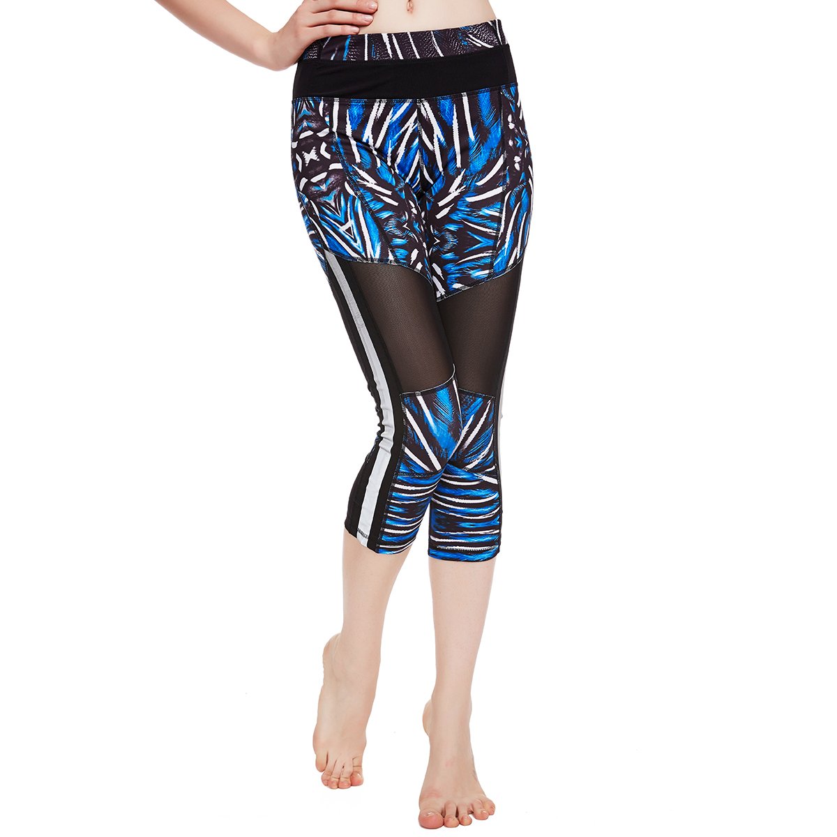 icyZone Women\'s Activewear Workout Pants Capris Printed Yoga Running pants