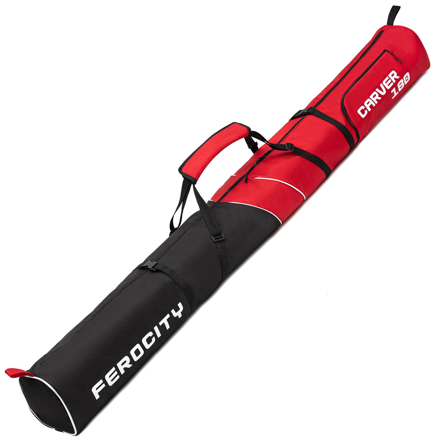 Ferocity Ski Bag for 1 Pair of Skis 180 cm Long - Red and Black