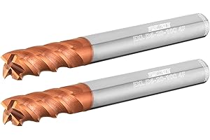 WEXWE Tools GSH Carbide Square End Mill, ACO Coating, for Hardened Steel(55-65HRC), Spiral Router Bits for Difficult-to-Cut Material, 4 Flute,6mm Shank, Metric Size(D6-100L, 2pcs)