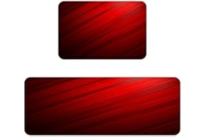 Red Stripe Kitchen Mats for Floor 2PCS Waterproof Non-Slip Kitchen Rugs Comfort Floor Mats Cushioned Anti-Fatigue Rug Heavy D