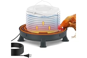 Trampots 4.28L Heated Chicken Waterer - Winter Freeze-Proof Heated Poultry Waterer, 84W Hanging Chicken Water Heater with 4 D
