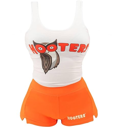 Ripple Junction Hooters Girl Classic Waitress Role Play Costume Uniform  Outfit w/Tank Top Shorts Adult Women's XS Orange White in Oman Whizz