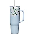 Corkcicle x Rifle Paper Co. Cruiser Insulated Tumbler with Handle and Straw, Gloss Blue Hydrangea, 40 oz – Reusable Water Bottle Keeps Beverages Cold 20hrs, Hot 9hrs – Cupholder Friendly, Spill Proof