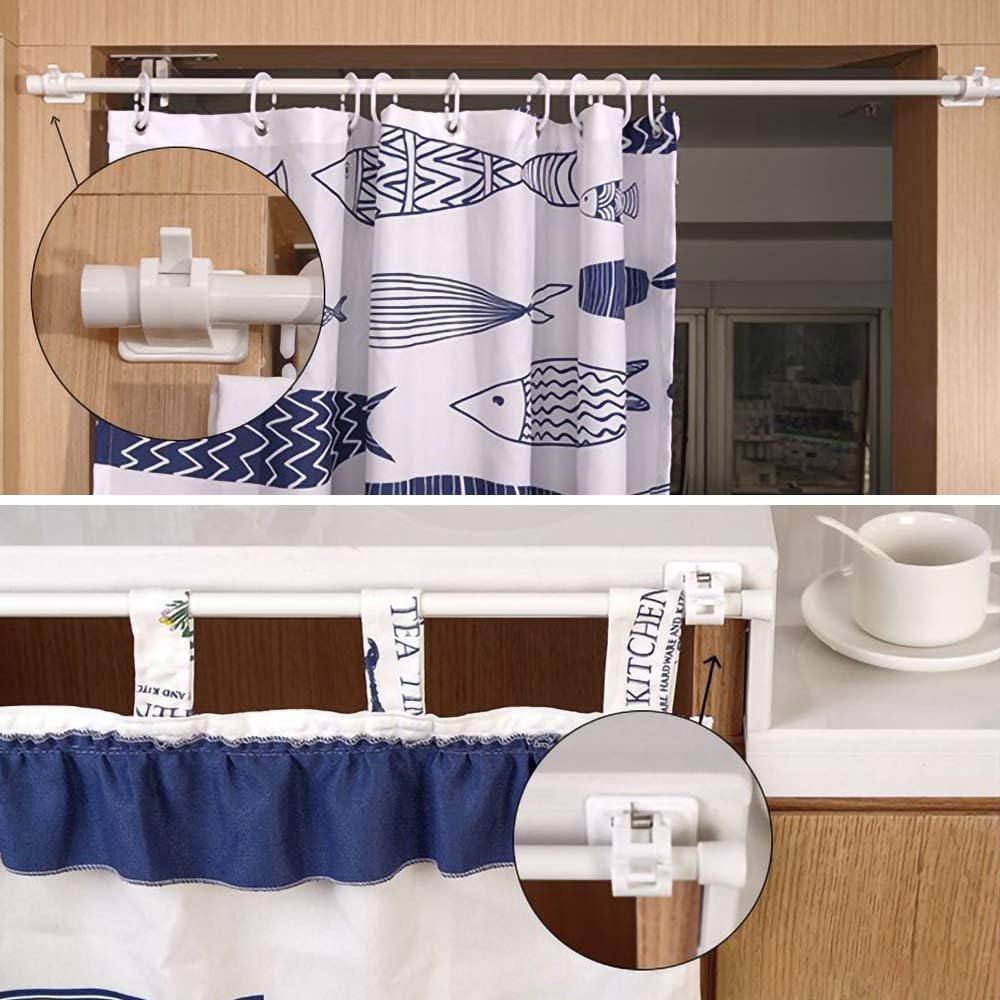 Self Adhesive Curtain Rod Bracket, 8 PCS Drapery Hook Holders Fixings Rod Holder Nail Free Smart Rod Bracket Holders, No Drill Curtain Rod Brackets for Home Bathroom and Hotel Use: Home & Kitchen