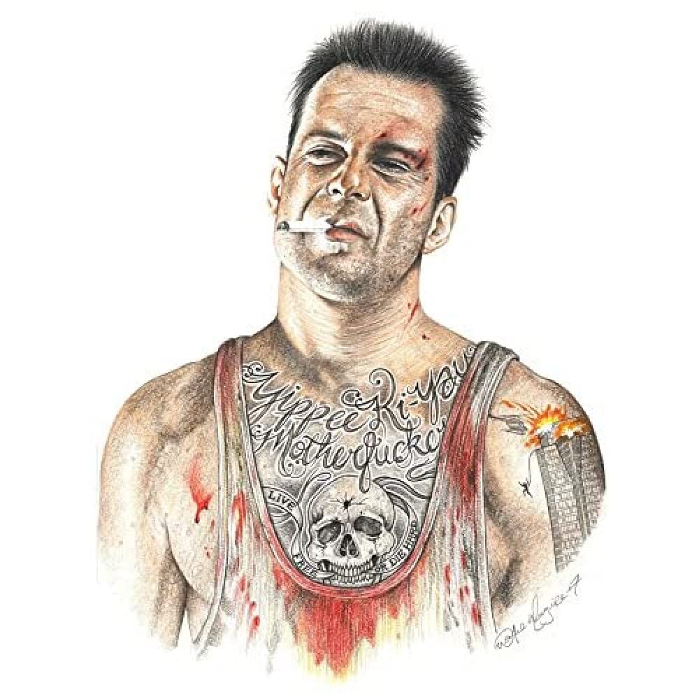 Wee Blue Coo Wayne Maguire Tattooed Die Hard McClane Inked Ikon Canvas Art Print
