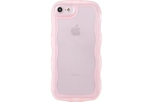 SKYLMW Compatible with iPhone SE/7/8 Case 4.7", Cute Kawaii Curly Wave Frame Shape Soft Silicone Shockproof Protective Phone Cover for Women Girls, Clear/Pink