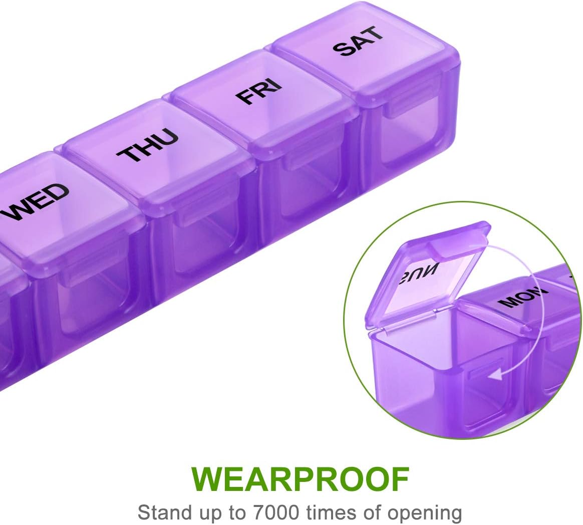 Extra Large Weekly Pill Organizer, Sukuos XL Daily Pill Cases for Pills/Vitamin/Fish Oil/Supplements (Purple): Health & Personal Care