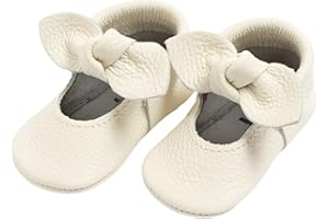 Freshly Picked First Pair Knotted Bow Baby Girl Leather Moccasins - Soft Sole Baby Shoes, Infant Shoes