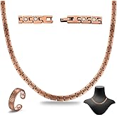 Cigmag Copper Necklace for Men Women - Magnetic Necklace 99% Solid Pure Copper Ring Set Ultra Strength Magnets - with Adjustable Sizing Tool and Present Box