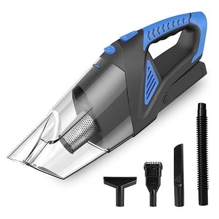 Handstaubsauger, Akku Staubsauger Kabellos (Nass & Trocken, 120W Zyklon-Staubsauger, Wiederaufladbar 12V Lithum-ion Akku, Sch