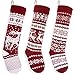 26-Inch Large Nordic Style Knitted Christmas Stockings in Burgundy/White for Stuffers & Mantel, Wall, & Staircase Decoration