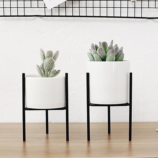 Keramik-Pflanzgefäß mit Eisen-Halterung, Metallständer, für den Innen