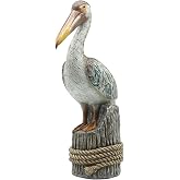 Lukitas Standing Pelican Statue and Sculpture Coastal Decor, Resin 14'' | Nautical Beach Pelican Figurine, Creative Decorative Ornament for Home Garden Yard Lawn Outdoor