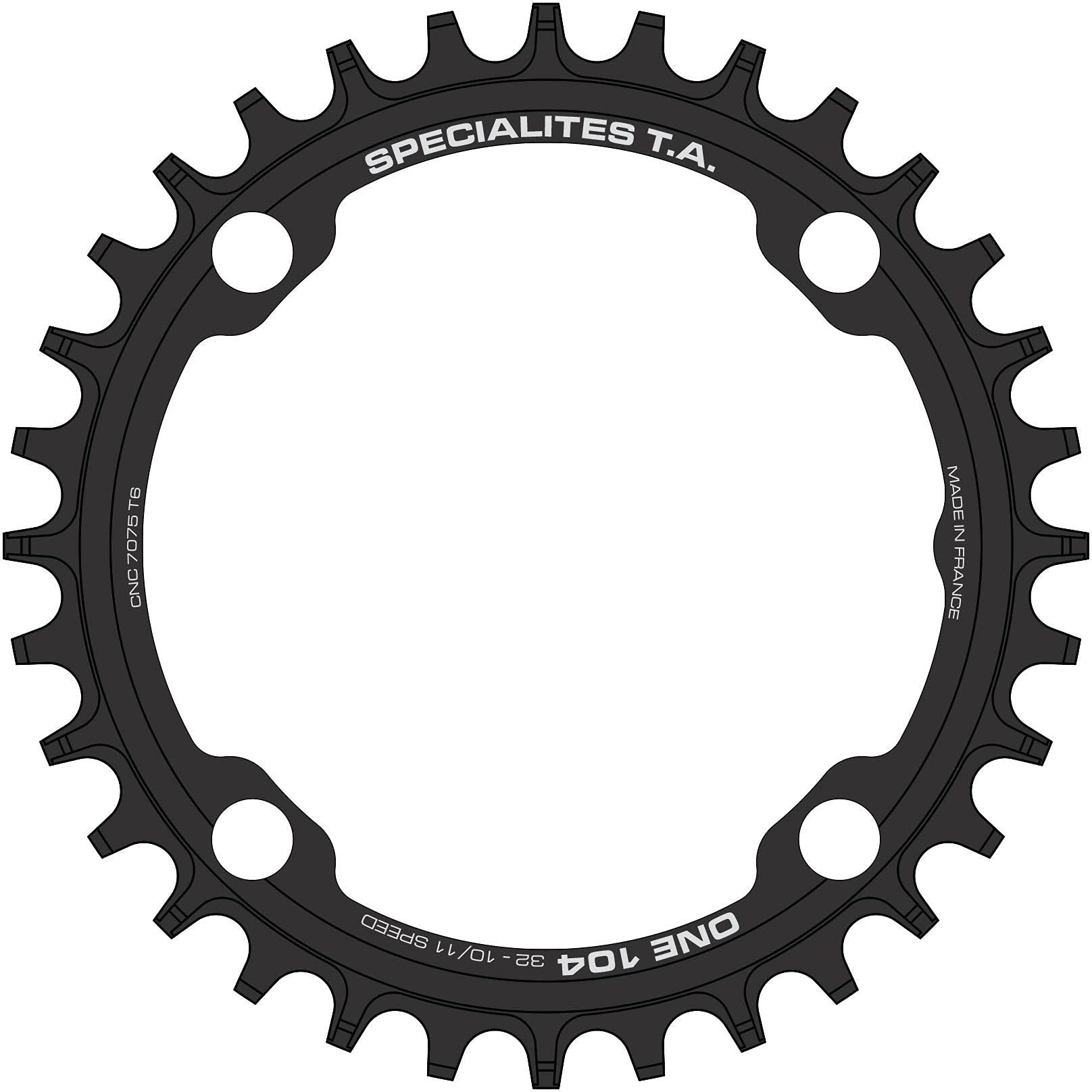Spécialités TA 104pcd One MTB Narrow/Wide Chainring, Black, 36t