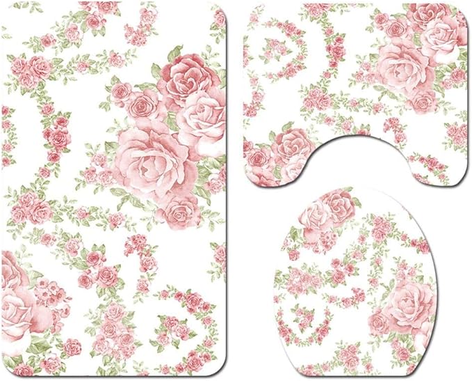 Suchinm Cortina de baño, Estampados con Estampados de Rosas Alfombras