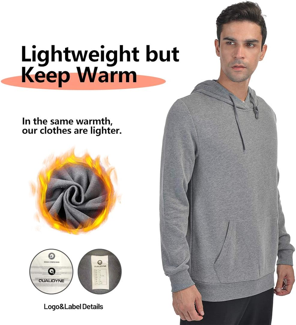 Qualidyne Men's Full Zip Fleece Hoodies Midweight Workout Thermal Sweatshirt Long-Sleeve Athletic Hooded Jacket: Clothing