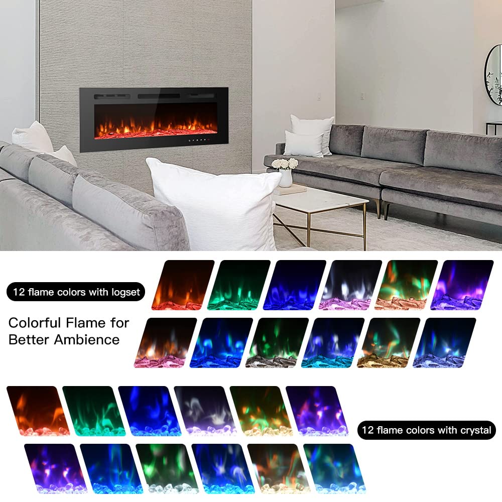 Maxhonor Chimenea Eléctrica Insertos Calentador Independiente para La Sala De Estar Chimenea Flotante con 12 Colores LED con Leños y Piedras, Calentadores Espaciales para Uso Interior, 1500W/750W,Negro,40inch Maxhonor Chimenea Eléctrica Insertos Calentador Independiente para La Sala De Estar Chimenea Flotante con 12 Colores LED con Leños y Piedras, Calentadores Espaciales para Uso Interior, 1500W/750W,Negro,40inch