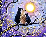 5D DIY Diamond Painting Full Drill, Diamond Paint by Numbers for Adults, Moon Cats, Perfect Gift for Families Friends, Cross Stitch DIY Craft - 12 x 16 inch ...