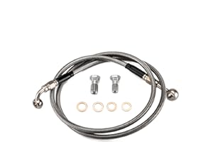 Mofun 50" Extended Length Hydraulic Front Brake Line Kit For 16"-18" Handlebar Non-ABS Stainless Steel Compatible with Harley Sportster XL 883 1200 1988-2003 Black