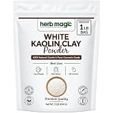 Herb Magic White Kaolin Clay Powder, for Face Mask &amp; Soap Making, 1 lb. | Gentlest Cosmetic Clay For Sensitive Skin - Silky Masks, Soaps, Deodorant &amp; Bath Bombs. Ultra-Fine, Pure White