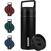 BJPKPK Insulated Water Bottle with 2 Lids,20 oz Double Wall Stainless Steel Vacuum Tumbler Travel Coffee Mug,Wide Mouth Thermal Cup,Black