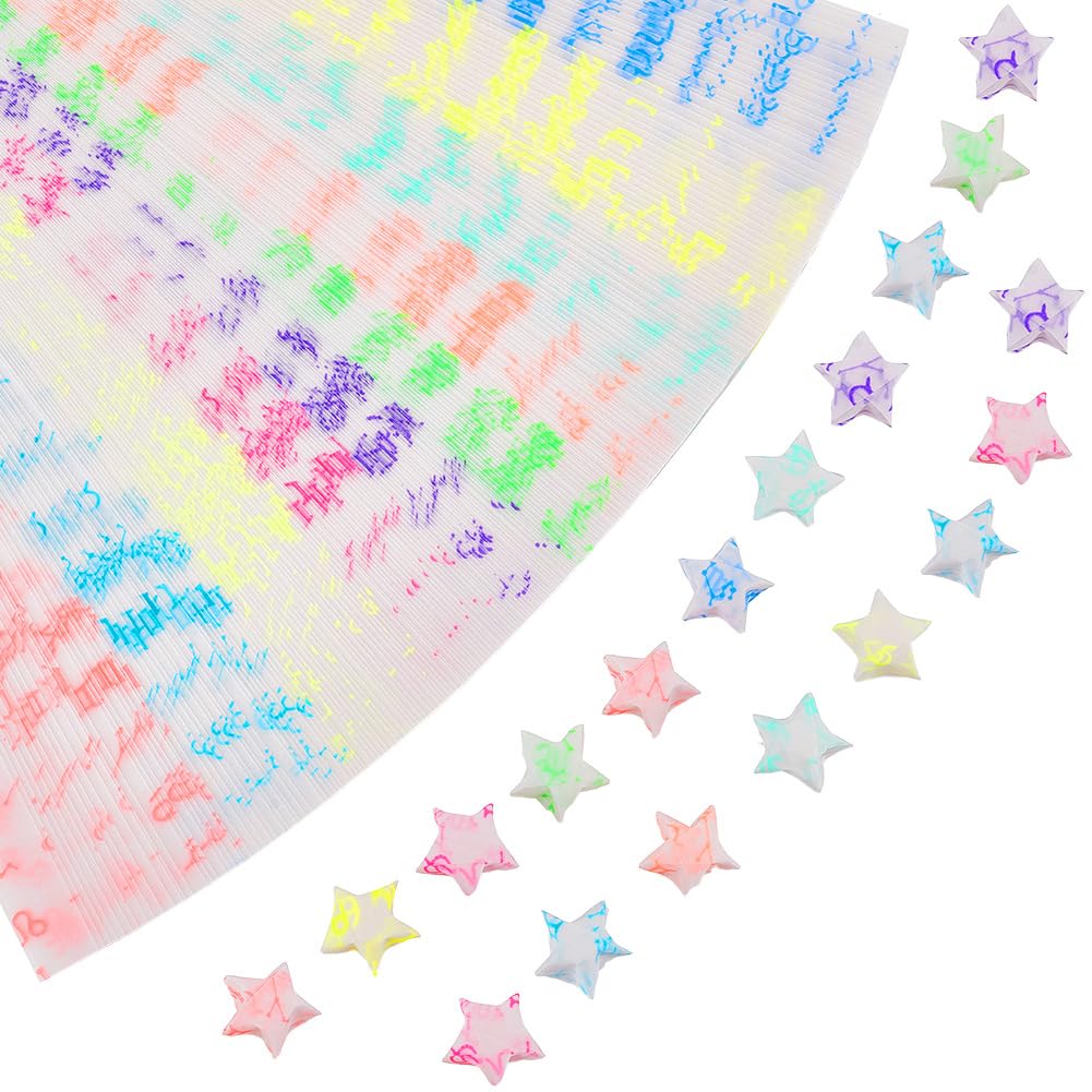 CRASPIRE 630pcs Origami Stars Paper 10 Colors Double Sided Star Paper Strip Luminous Paper Strips for DIY Hand Origami Lucky Star Paper Decoration Folding Strips Art Crafting Supplies