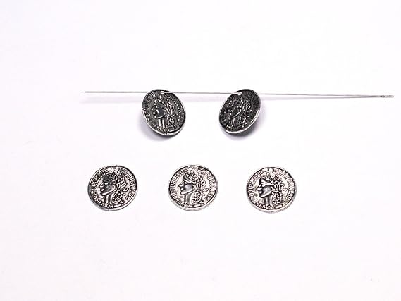 5 Anhänger Münzen m. Ornamente 16 mm Silber A03212
