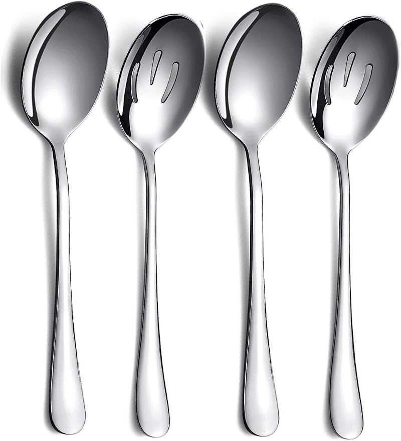 Kyraton Stainless Steel Serving Spoons Set 4 Pcs - 2 Serving 2 Slotted