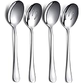 Serving Spoons 4 Pieces, Kyraton Serving Spoon, Include 2 Serving Spoon And 2 Slotted Spoons, Stainless Steel Serving Utensil