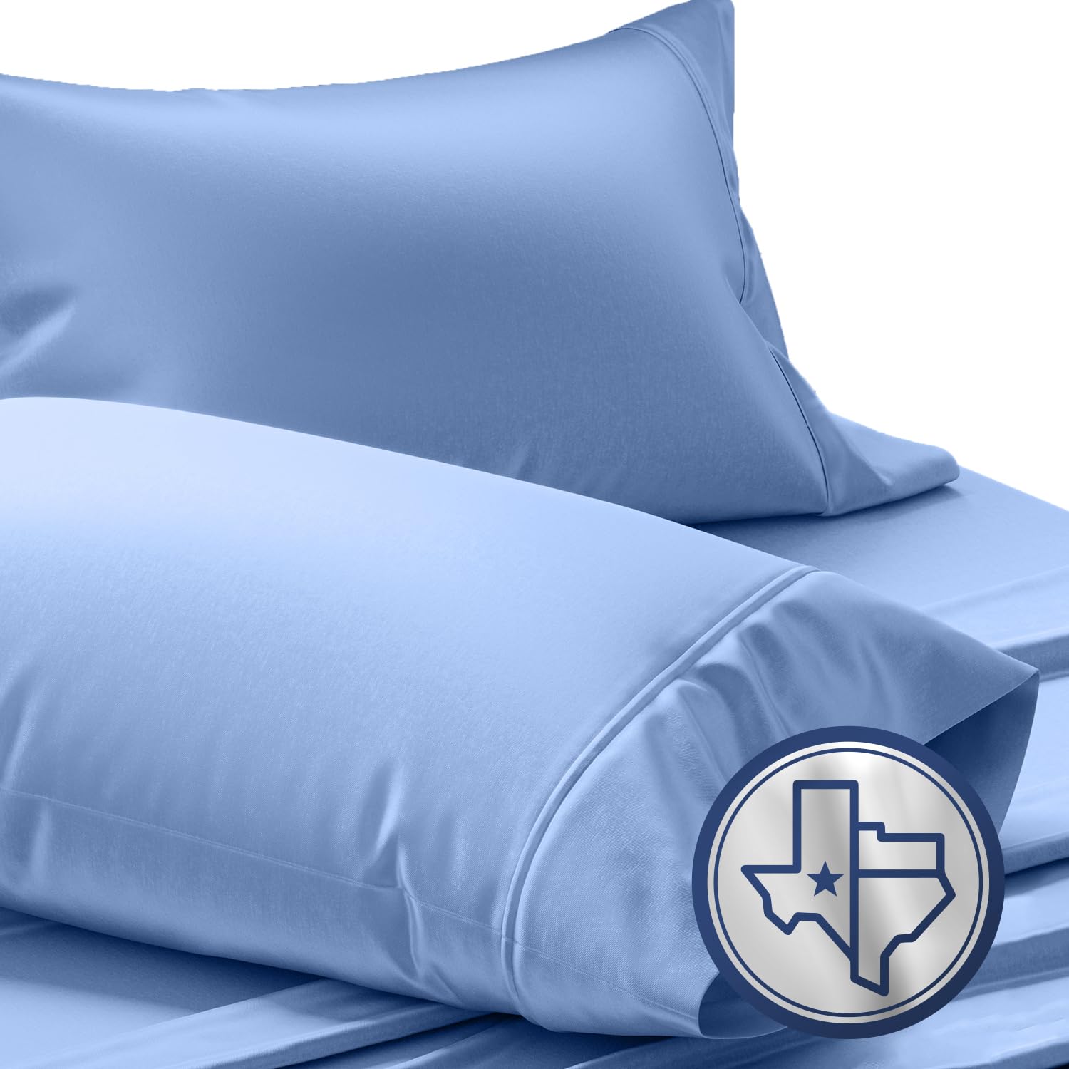 Photo 1 of TEXAS LINEN CO. Luxury Egyptian Cotton King Pillow Cases Set of 2-1000 Thread Count Pillowcases for Sleeping, Soft, Cooling Pillow Cover, Extra Long Staple Hotel Quality Pillow Cases - Deep Blue