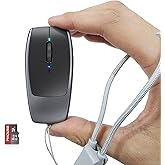 FMOUSE Ultra-Mini 2-in-1 Wireless Bluetooth Mouse &amp; Micro SD Card Reader | 8GB Card Included | USB-C Rechargeable | Pocket-Sized 30g | Compatible with Laptop Mac iPad Tablet | Business Travel | Grey