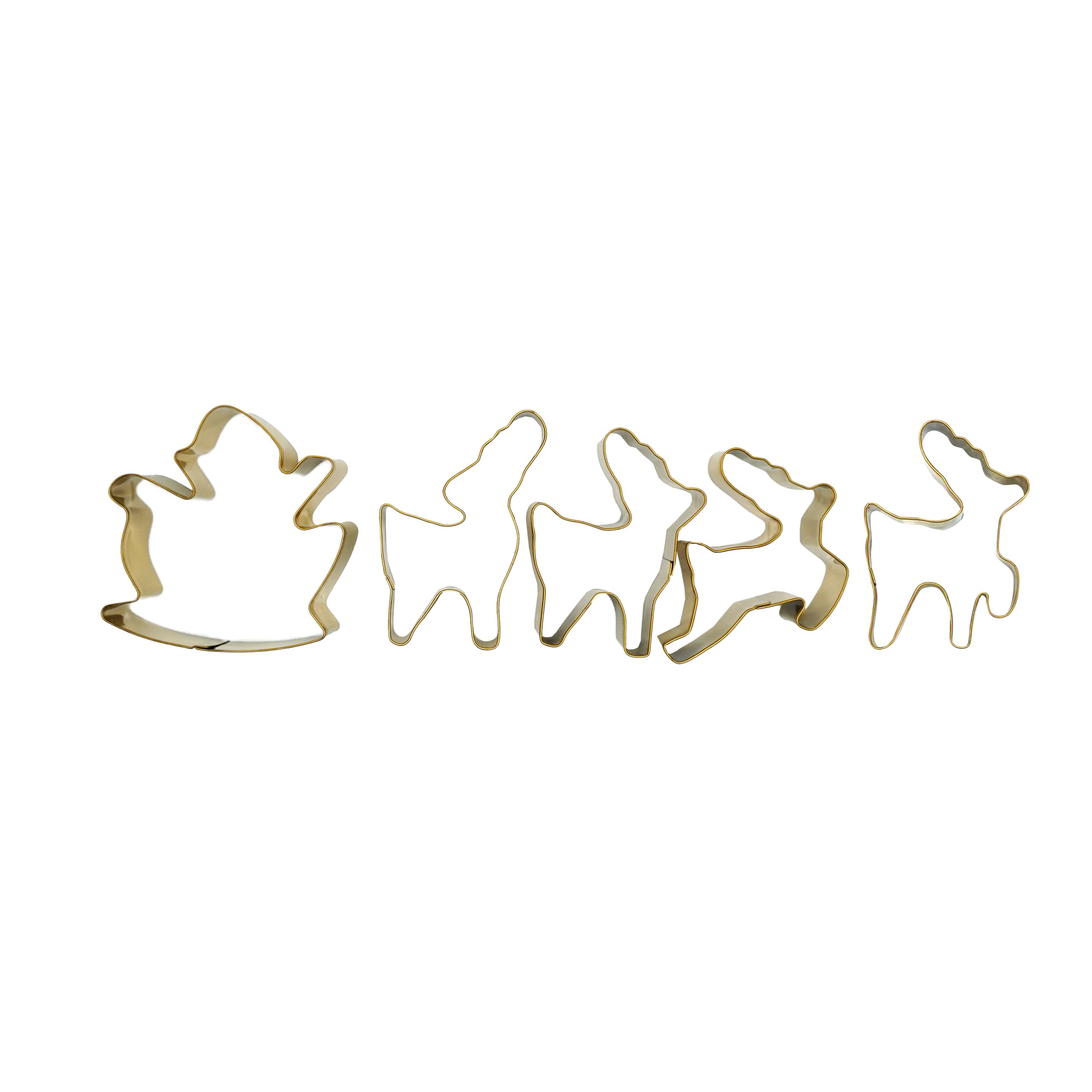 Zenker Christmas Cookie Cutters, 5 Piece Set, Santa Sleigh with Reindeers, 1 x Santa in Sleigh, 4 x Reindeers, Biscuit Cutter for Baking, Cookie Cutters Pack of 5, Pastry Cutter, Stainless Steel, Gold