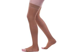 ALLEGRO COMPRESSION HOSIERY Allegro 15-20mmHg Essential 5 Sheer Support Hose - Comfortable, Thigh High, Open Toe, Compression Stockings for Women