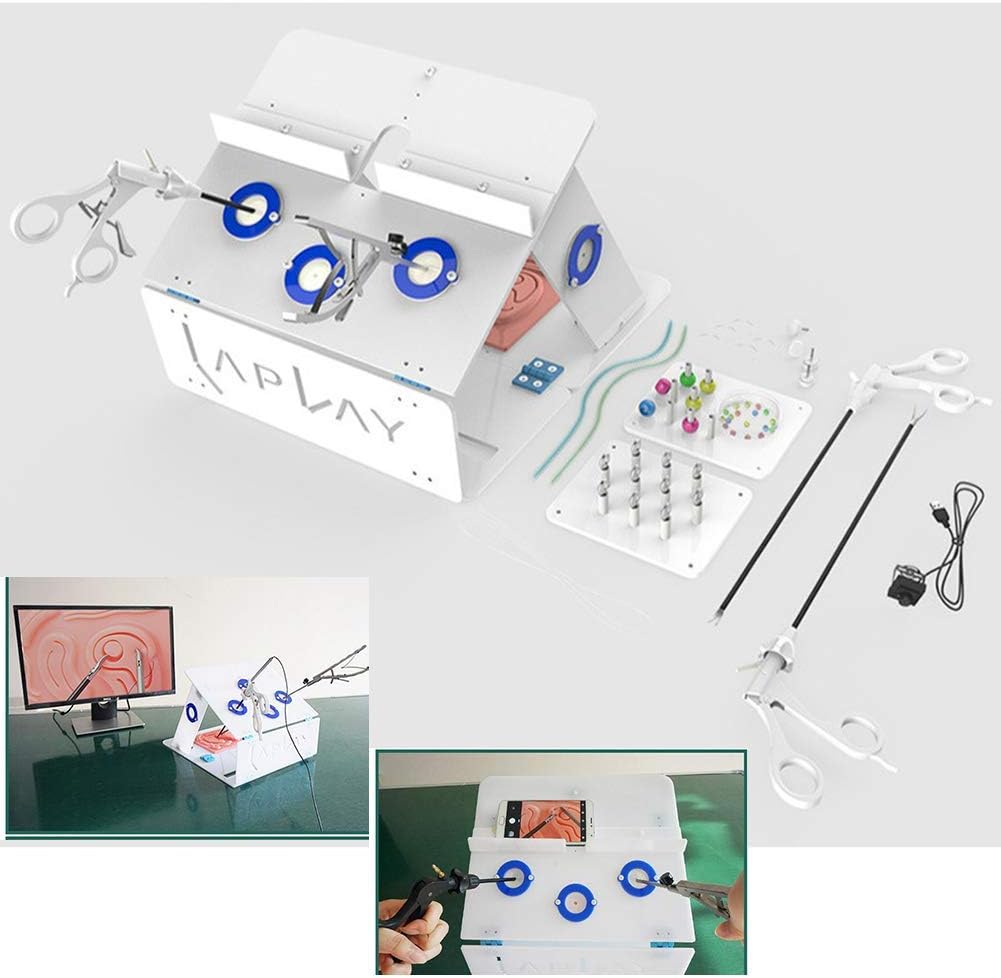 Medical Laparoscopic Simulator Trainer Box kit forStudent Training Use Includes 4 Instruments and Camera