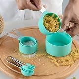 RUNZI 8 Pcs Measuring Cups and Spoons Set Stainless Nesting Green view 3