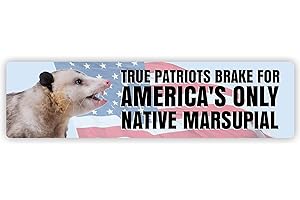 United by Color Possum Bumper Sticker (Large) - U.S. Flag True Patriots Brake for America's Only Native Marsupial Opossum Sticker, Strong Adhesive Waterproof Used for Gifts, Truck, Car (Pack of 1)